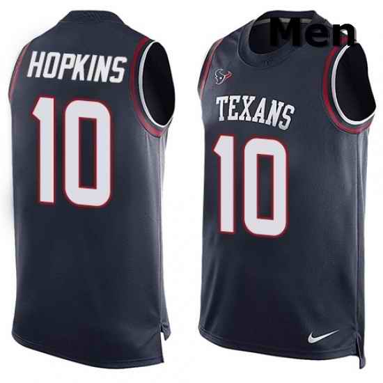Men Nike Houston Texans 10 DeAndre Hopkins Limited Navy Blue Player Name Number Tank Top NFL Jersey